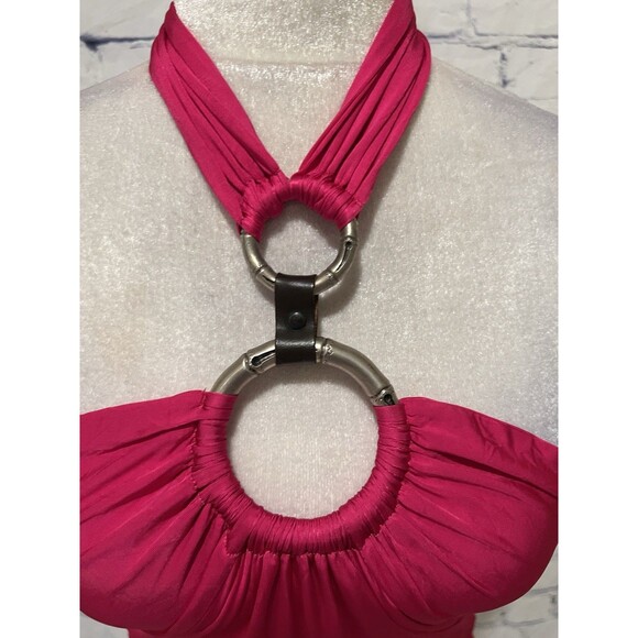 Gf Ferre Pink Halter Top Blouse Made In Italy Size Small - Picture 2 of 6